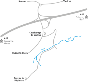 Lageplan des Entdeckungspfads „Honigbiene“ in Vaulruz